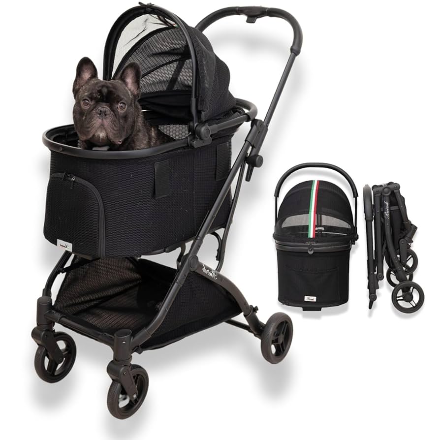 グレーの軽量ペットカート WEIMALL ペットカート 軽量 折りたたみ 多頭 小型犬 中型犬 4輪